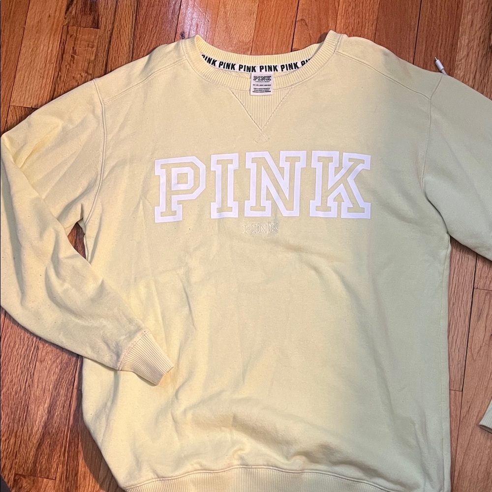 PINK Victoria's Secret Light Yellow Crewneck Sweater